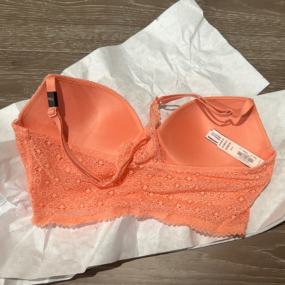 Lace Longline Bralette - Coral - Picture 3 of 3